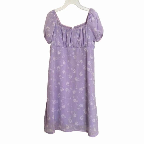 Art Class Girl's Size 8 Square Neckline Lilac Floral Peasant Dress #M - Picture 1 of 5